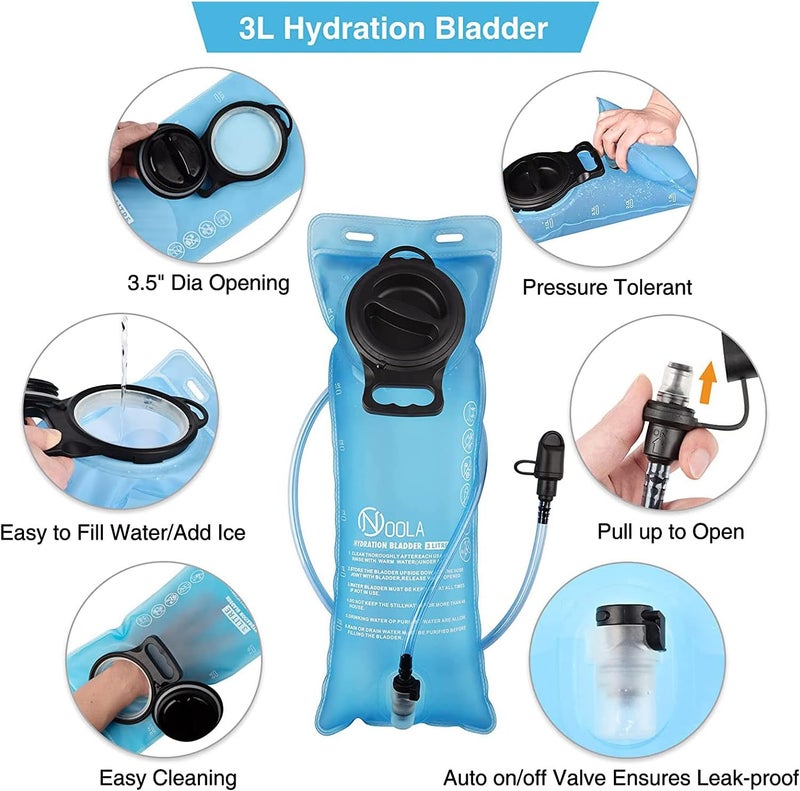 NOOLA 3L Hydration Backpack, Water Backpack with TPU Water Bladder, Tactical Hydration Pack for Men Women, Molle Water Backpack for Hiking, Biking, and Hunting - Image 4